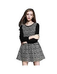 Spring Summer Fall Winter Lace Pleated Chiffon/Polyester Floral Print Party Dress 