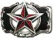 NAUTICAL STAR, BLACK/RED GLITTER BELT BUCKLE + display stand