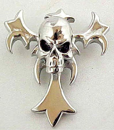 Click here to buy Cool Chrome Gothic Cross Slide Pendant With Evil Skull by Coolstuff4U.