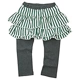 【H28年春物】 nico hrat(ニコフラート) 製品洗い加工済み 綿レーヨン天竺ストライプスカッツ 130cm/GN NO.B-261101