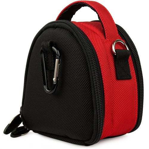 Red Limited Edition Camera Bag Carrying Case with Extra Accessory Compartment for Nikon Coolpix L24 P300 S70 S80 STYLE S100 S1100pj S1200pj S2500 S3100 S4100 S5100 S6100 S6200 S8100 S8200 S9100 Point and Shoot Digital Camera + Includes Blue 6 Inch Mini Tripod