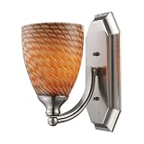 Arco Baleno 1 Light Bathroom Wall Sconce Lighting Fixture - Brushed Nickel - Brown Glass -... by 