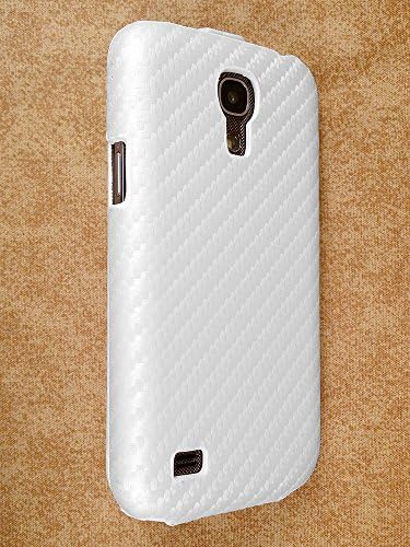 High Quality Vegan Leather Carbon Fiber Pattern Folio Wallet Case with Vertical Flip Cover for Samsung Galaxy S4 Mini / S 4 Mini - SGH-I257 / SCH-I435 / SM-S890L / SCH-I435L / SPH-L520 / SCH-R890 / GT-i9190 / GT-i9198 / GT-I9195 - White