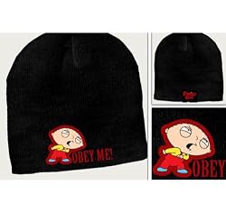 Family Guy Stewie Obey Me Black Knit Hat Beanie