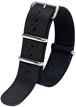 NATO G10 Nylon Fabric Canvas Premium Quality Watch Band Strap - 22mm/Black - FITS ALL WATCHES