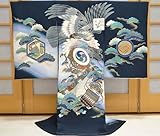 お宮参り着物 男の子 初着 産着　om-m-352 【家紋入れ（五ツ紋）無料，お守りフードセット，贈答用化粧箱，きもの保存用たとう紙 プレゼント！】