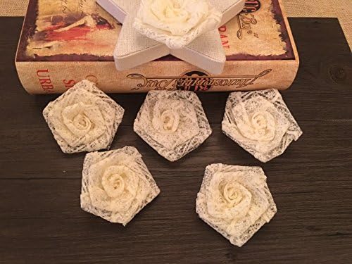 30pcs Handmade Burlap Roses Flowers DIY Scrapbooking Findings Bridal Boutique Craft Shabby Chic Christmas Decoration (Pure Lace)