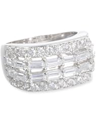 Sterling Silver Simulated Diamond Four-Row Ring, Size 7