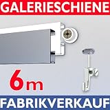 Galerieschiene 6m, Komplettset mit Zubehoer in weiss