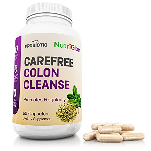 Carefree Colon Cleanse Detox with 9 Nourishing Herbs including Senna Leaf and Probiotic 60 Capsules per Bottle. Healthy weight loss, increased energy, support digestive system health