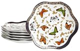 Yedi Houseware Classic Coffee and Tea Butterfly Dessert Plates, White, Set of 6