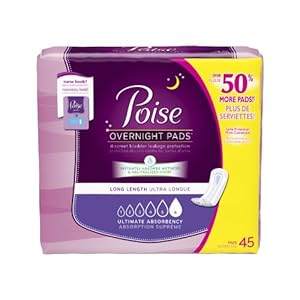 Poise Ultimate Absorbency Long Pads, 45 Count