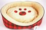 17"x16"x6" Dog/Puppy Red Plaid Pet Bed w/ Paw on Pillow