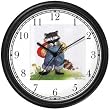 Raccoon in Overalls Holding Valentine's Day Heart by Artist: Sylvia Long Wall Clock by WatchBuddy Timepieces (Hunter Green Frame)