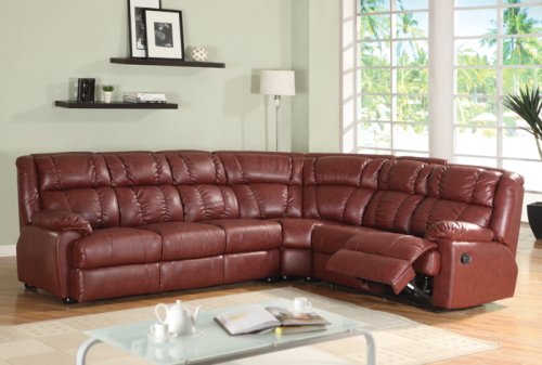 Burgundy Leather Sectional Recliner with Sleeper