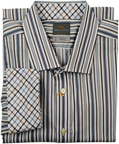 Thomas Dean TD Men's Big & Tall Multi Striped-Print Woven Shirt-B-3XB