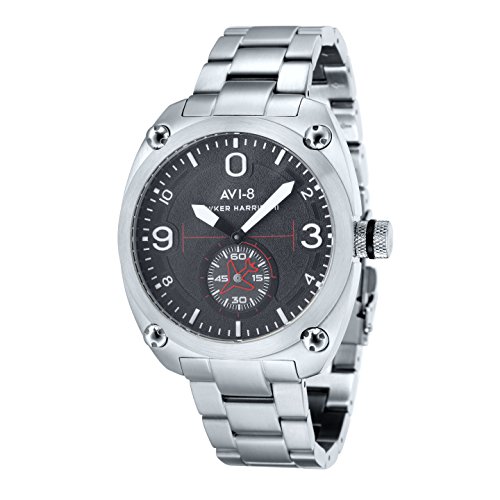 AVI-8 AV-4026-11 - Reloj de cuarzo para hombre, correa de acero inoxidable color plateado AVI-8 AV-4026-11 - Reloj de cuarzo para hombre, correa de acero inoxidable color plateado