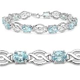 13.50 Carat Genuine Blue Topaz Ovals Sterling Silver Bracelet