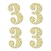 Gold Glitter 3 - No-Mess Real Gold Glitter Cut-Out Numbers - 3rd Birthday Party Confetti - Set of 24