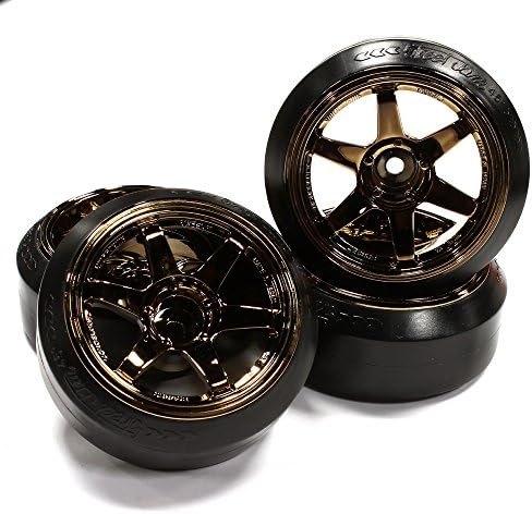 Integy RC Hobby 60608BRP Street Jam Bronze 6 Spoke +6 Offset Wheel (4) Hard 45 Degree Drift Tire Set