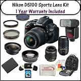 Nikon D5100 16.2MP CMOS Digital SLR Camera with 3-inch Vari-Angle LCD Monitor Sports Package with Nikon 18-55mm VR & Nikon 55-300mm VR + Extra Battery, Deluxe Backpack, Shoe Mount Flash....and much much more!