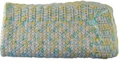 Handmade Baby Blanket in Acqua-green Confetti (100% Hand-crocheted)