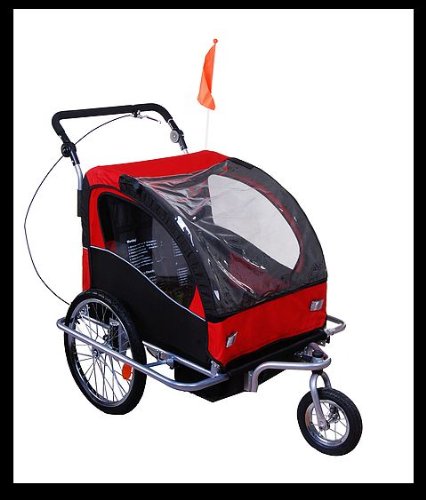 Aosom Elite II 2in1 Double Baby Bicycle Bike Trailer and Stroller – Red