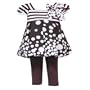 Rare Editions Baby/Infant Girls 12M-24M 2-PC. BROWN IVORY DOTS & STRIPES BUBBLE Dress Leggings Outfit Set