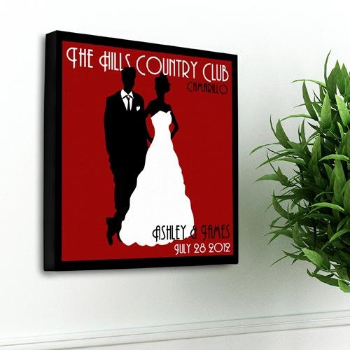 Personalized Classic Gift - Couples And Wedding Studio Canvas - Vintage Style Poster / Print - Romantic Red Color