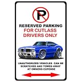 1970-72 Oldsmobile Cutlass Muscle Car-toon No Parking Sign