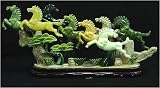 Exceptional Gift Idea for Dad / Father / Guy - 26" Chinese Art Multi Jade Eight Horses Statue