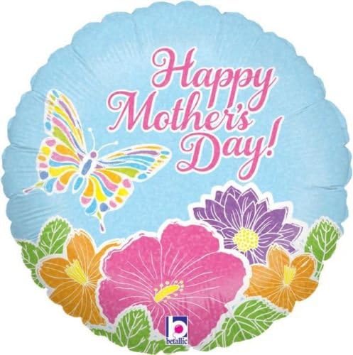 Happy Mothers Day Pastel Butterfly 18" Holographic Foil Balloon