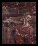 Cosme Tura (Four organ Ferraneser wing of the Cathedral, with Saint George and the Dragon and a proclamation, scene: King's daughter and St. George killing the dragon, detail: princess) Black Wood-Mounted Art Poster Print - 11