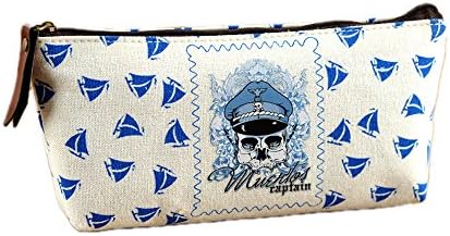DDW Students Canvas Pirate Skull Anchor Seagull Pencil Holder Pen Bag,4 colors