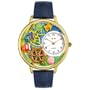 Whimsical Watches Unisex G0140007 Tropical Fish Navy Blue Leather Watch