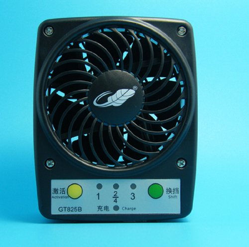 Harvest Portable Rechargeable 4-inch Mini Fan with Adapter and USB Charge Cable for Outdoor Activities (Black)