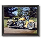 1954 Panhead Harley Davidson Motorcycle Home Decor Wall Picture Black Framed Art Print