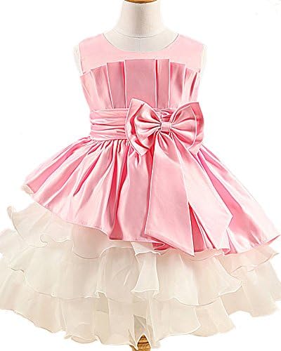 Sunboo Kids Toddlers Little Flower Girls Bridesmaid Casual Princess Prom Party Gown Wedding Dress Cocktail Pink