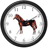 Chestnut with Blaze Stallion or Colt Horse Wall Clock by WatchBuddy Timepieces (Slate Blue Frame)