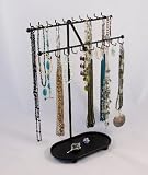 Angelynn's Jewelry Tree A2 (Metal) Black Wrought Iron Jewelry Display Stand ~ Bracelet Caddy Rack ~ Jewelry Organizer ~ Necklace Tree Stand ~ Long Necklace Holder ~ Jewelry Storage Rack ~ Necklace Display Rack ~ Necklace Keeper ~ Hook or Hoop Pierced Earring Jewellery Tidy (JTA2-BLK)