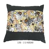 Black,Silver and Gold - Decorative cushion cover or throw pillow in smooth silk from India by thisIndia