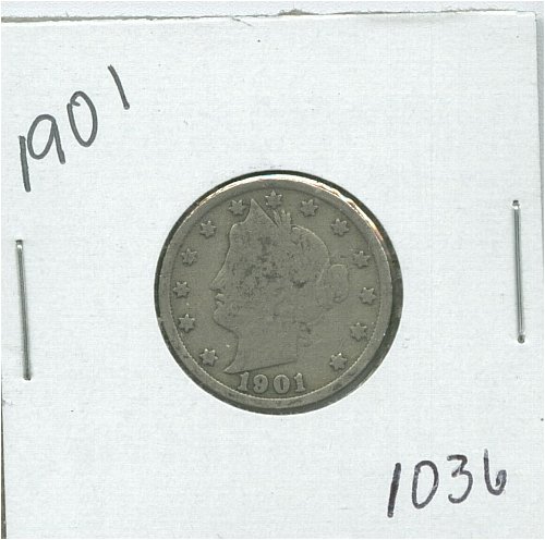 1901 Liberty Head Nickel in a 2x2 Cardboard Holder
