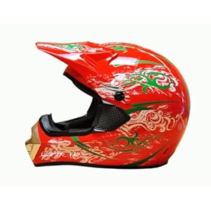 Dot Adult Cloud Red Dirt Bike ATV Motorcross Off-road Helmet (M:22.25-22.75 inches)