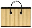 Split Bamboo Shopper Bag with Canvas Lining and Leatherette Handle and Trim 18 1/2" x 12" x 6 1/4"