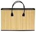 Split Bamboo Shopper Bag with Canvas Lining and Leatherette Handle and Trim 18 1/2" x 12" x 6 1/4"