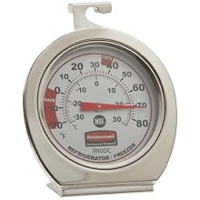 Rubbermaid Commercial FGR80DC Stainless Steel Refrigerator/Freezer Monitoring Thermometer, -20 to 80 Degrees F Temperature