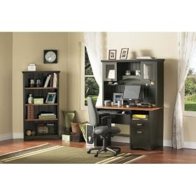 Cottage Style Spice Wood and Ebony Finish Bookcase