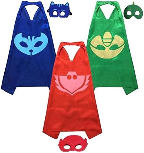 PJ Masks Costumes For Kids Set of 3 Catboy Owlette Gekko Mask with Cape(27.5IN)