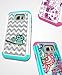 Galaxy S7 Active Case, S7 Active Case, Style4U Flower Studded Rhinestone Crystal Bling Hybrid Armor Case Cover for Samsung Galaxy S7 Active [Not for Galaxy S7] with 1 Style4U Stylus [Teal/Hot Pink]