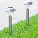 Super Bright Wireless Stainless Steel Color Changing Solar Garden Light - 12 Pcs